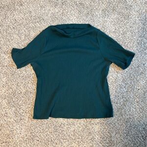 Old Navy Dark Green Ribbed Short Sleeve Top